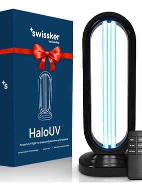 HaloUV Swissker by Swissklip Home Disinfection Device With Remote And Extra Bulb